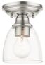 Brushed Nickel 1-Light Flush Mount with Clear Glass Shade