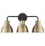 Sloan Modern Bell-Shaped 3-Light Vanity Fixture in Matte Black and Brass