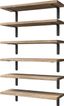 Rustic Brown Pine Wood Floating Wall Shelves Set of 6