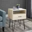 Birch Wood and Metal Square Side Table with Storage