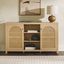 Coastal Oak Arched Rattan 2-Door Wood Sideboard 58"