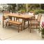 6-Piece Brown Acacia Wood Patio Dining Set with Cushions