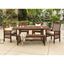 Curved Dark Brown Acacia 7-Person Outdoor Dining Set with Cushions