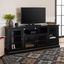 Matte Black 70-Inch TV Stand with Glass Cabinets