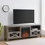 Grey Wash Rustic 70'' Electric Fireplace TV Stand with Cabinet Storage