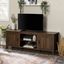 Modern Farmhouse 70" Dark Walnut TV Stand with Cabinet Storage