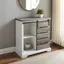 White and Grey Wash Sliding Door Accent Cabinet