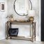 Rustic Oak and Metal Two-Tier Console Table with Storage