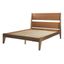 Mid-Century Modern Queen Platform Bed with Drawer in Stained Pine