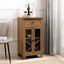 20" English Oak Glass-Door Bar Cabinet with Drawer