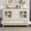 Elegant Antique White Glass Door Storage Buffet with Adjustable Shelves