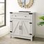 30" Brushed White Farmhouse Barn Door Accent Cabinet with Adjustable Shelves