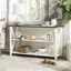 White and Gray Solid Wood Farmhouse Storage Console Table