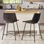 Black Faux Leather Adjustable Counter Stools with Metal Frame, Set of 2