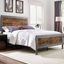 Rustic Industrial Queen Bed with Wood Headboard and Nailhead Trim