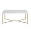 Elegant White Faux Marble and Gold Metal Rectangular Coffee Table