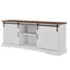 Chic White 70" Farmhouse TV Stand with Electric Fireplace and Cabinet