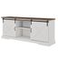 Chic White 70" Farmhouse TV Stand with Electric Fireplace and Cabinet