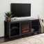 Essential 58" Black Wood Media Stand with Electric Fireplace