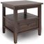 Warm Shaker Walnut Brown Solid Wood End Table with Storage
