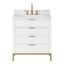 Pure White and Gold 30" Single Bathroom Vanity with Marble Top