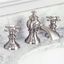 Brushed Nickel Widespread Bathroom Faucet with Cross Handles