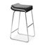 Contemporary Wedge 33" Black Leather Bar Stool with Chrome Frame