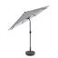 Gray and White Striped 9-Foot Patio Umbrella with Steel Frame and Base