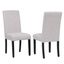 Light Gray Linen Upholstered Dining Chairs with Rubberwood Legs, Set of 2