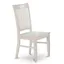 Linen White Elegance High-Back Slat Side Chair in Wood Finish