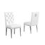 White Faux Leather Tufted Side Chairs with Chrome Legs