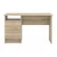 Scandinavian Oak Finish Desk with 3 Drawers and Open Shelf