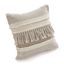 Beige Cotton Embroidered Square Throw Pillow 20" x 20"