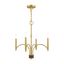 Sleek Satin Brass Mini Chandelier with Cylindrical Candle Sleeves