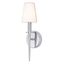 Sleek Polished Chrome Direct Wired 1-Light Sconce with Opal White Glass