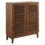 Walnut Mid-Century Modern Slatted Door Bar Cabinet