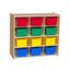 Birch Wood 12-Cubby Storage Unit with Assorted Pastel Trays