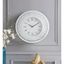 White Wood and Mirror Round Wall Clock with Crystal Trim