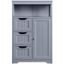 Gray MDF Bathroom Floor Cabinet with Drawers and Shelves