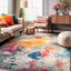 Abstract Multicolor Oval Synthetic Area Rug 6'6" x 9'