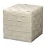 Cream Woven Leather Square Ottoman with Metal Feet