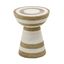 Wren Round White and Beige Striped Metal Side Table