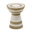 Wren Round White and Beige Striped Metal Side Table