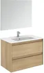 Nordic Oak Floating Single Sink Vanity with Brass Accents