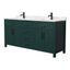 Beckett 72" Green Birch Wood Double Bathroom Vanity with Matte Black Accents