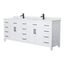 Beckett 84" White Double Bathroom Vanity with Matte Black Hardware