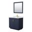 Miranda 36" Dark Blue Single Bathroom Vanity with White Carrara Marble Top and Brushed Gold Trim