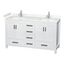 Sheffield 60" White Freestanding Double Bathroom Vanity with Marble Top