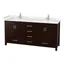 Espresso Double Bathroom Vanity with Carrara Marble Top