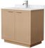 Light Straw Freestanding Single Vanity with Carrara Marble Top